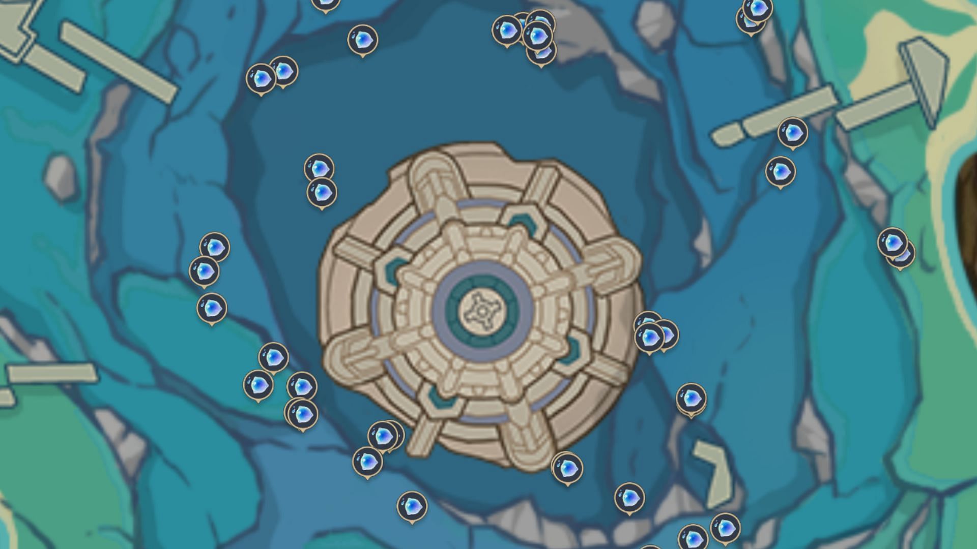 Spawn locations around ruined tower (Image via HoYoverse)