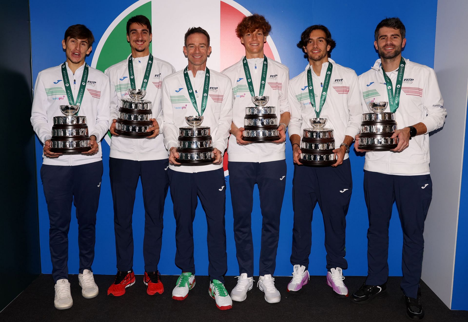 Jannik Sinner and the rest of Team Italy after winning the 2023 Davis Cup