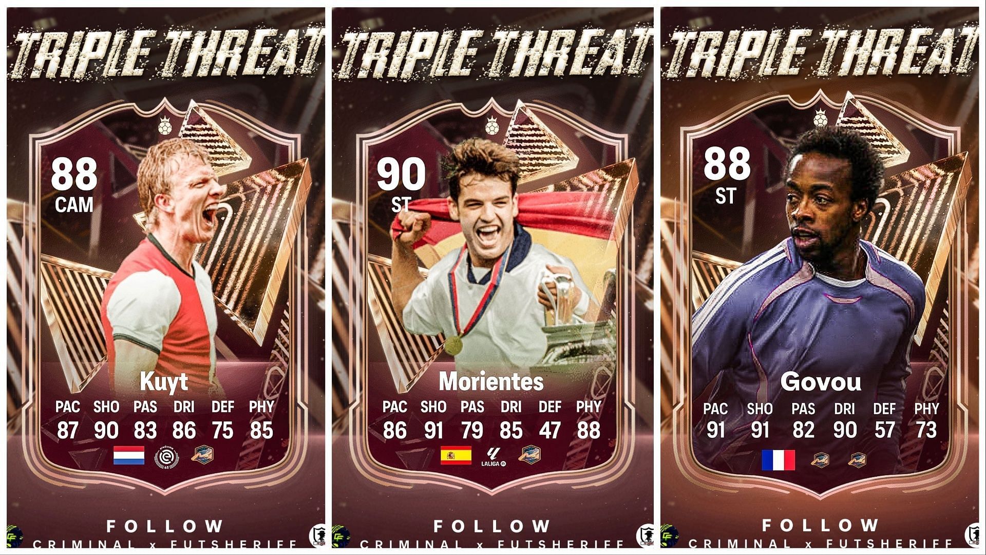 Triple Threat Heroes have been leaked (Images via Twitter/FUT Sheriff)