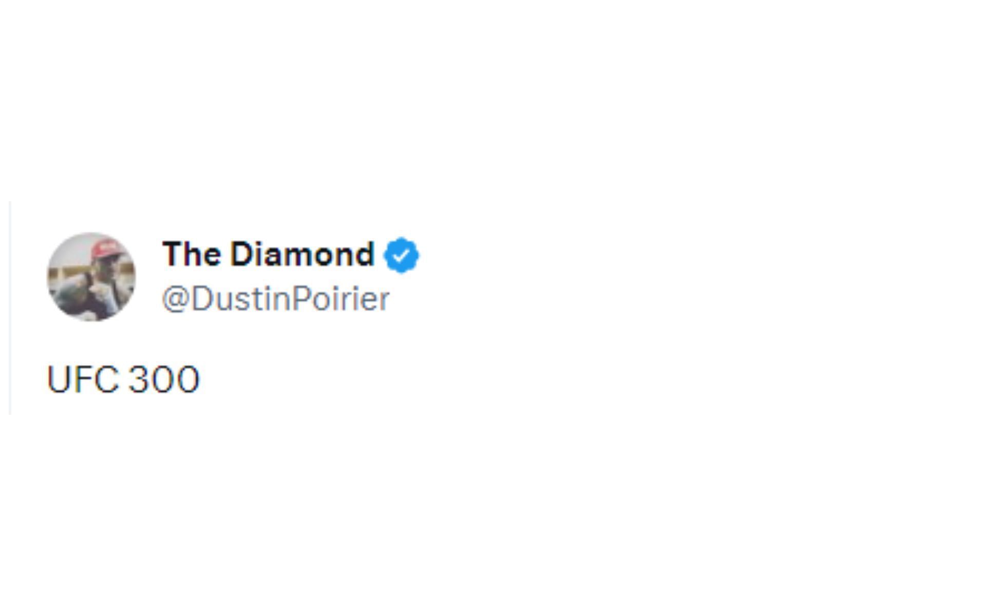 Dustin Poirier&#039;s tweet hinting at his next bout