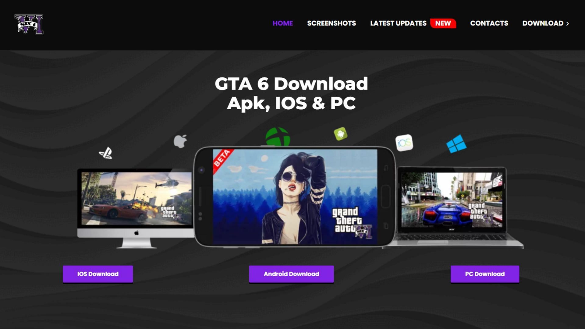 A website allegedly claiming to provide Grand Theft Auto 6 for Android, iOS, and PC (Image via Sportskeeda)