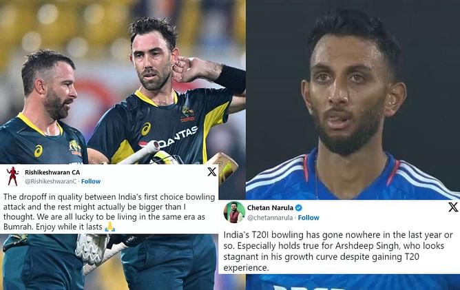 "None of these bowlers should be even close to the T20I squad"- Fans brutally troll Indian bowlers after Australia chase down 223 to win 3rd T20I