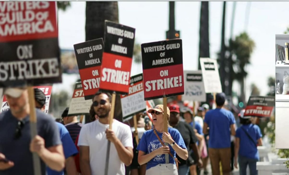The actors strike joined the the writers strike in mid-July (Image via CBS News)
