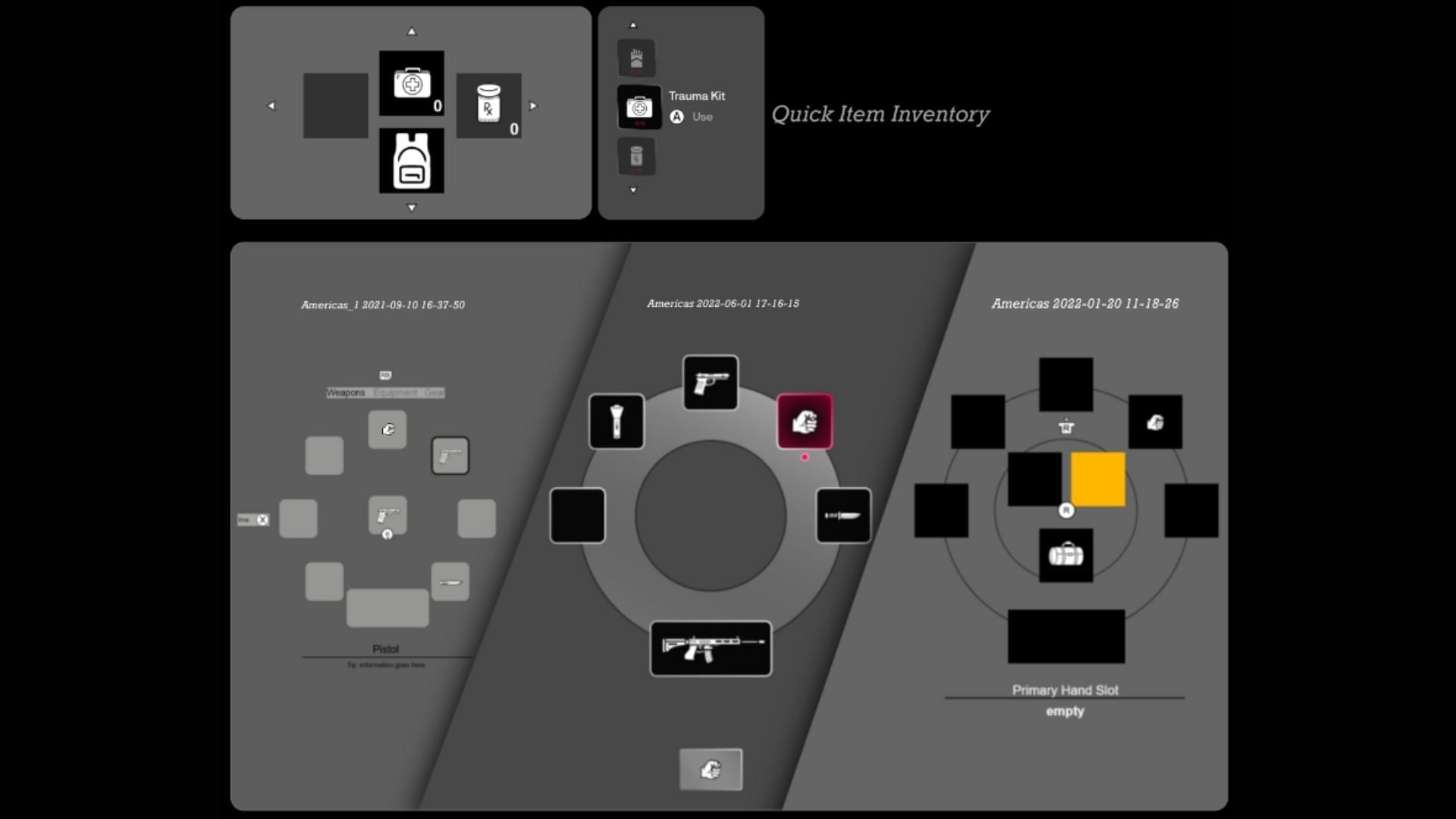 Recreations of all three weapon wheels (Image via The GTA VI Document)