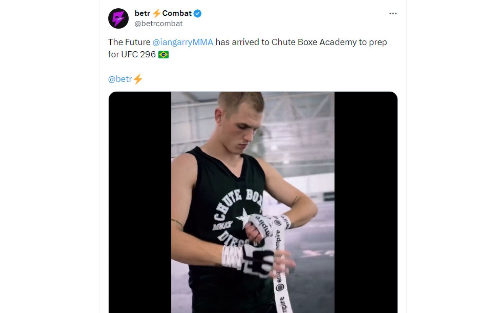 betr Combat tweet regarding Chute Boxe Academy