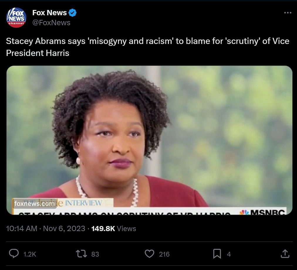 Stacey Abrams&#039; comments went viral (Image via X)