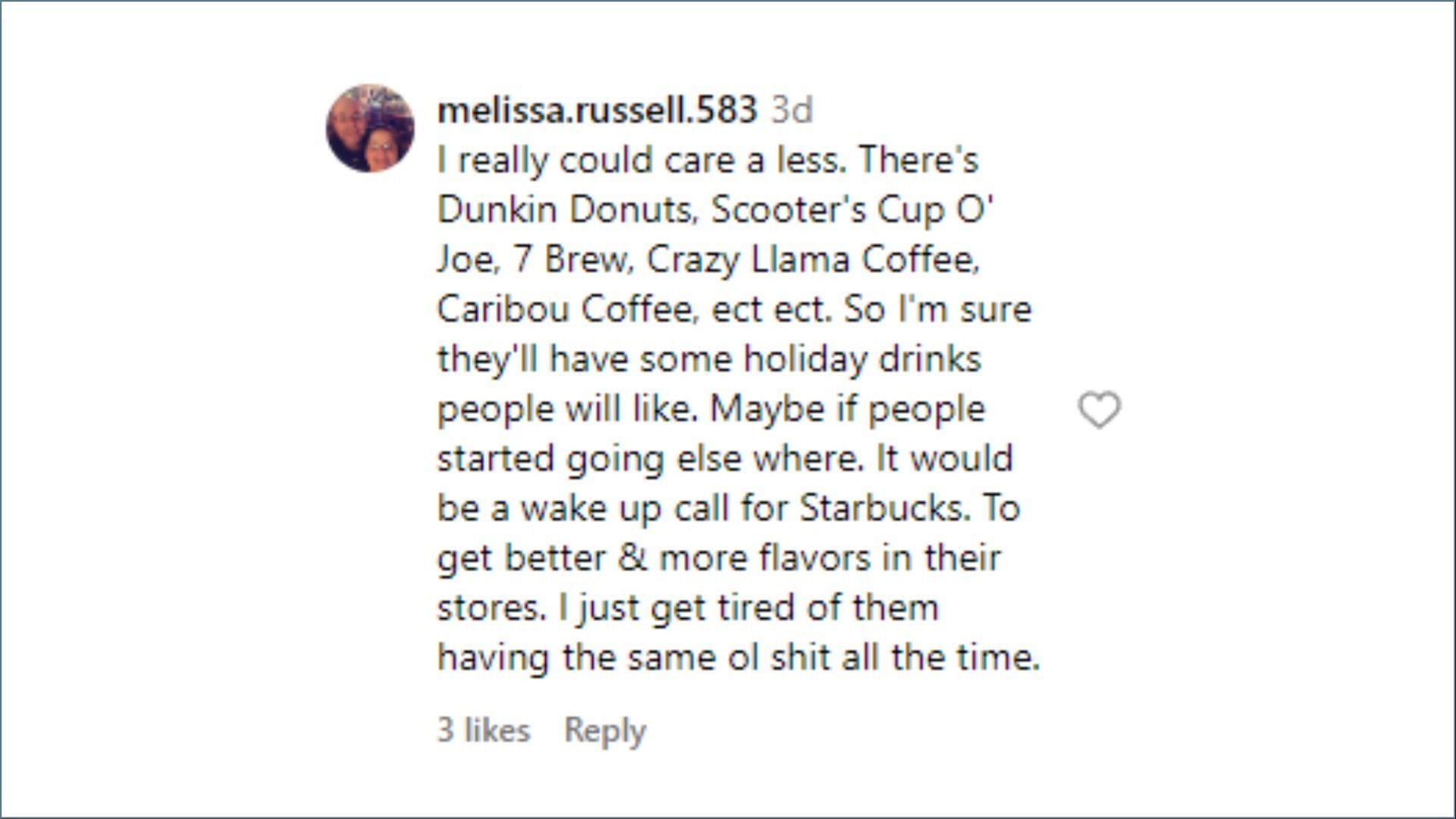 Comment by the user @melissa.russell.583 (Image via Instagram)