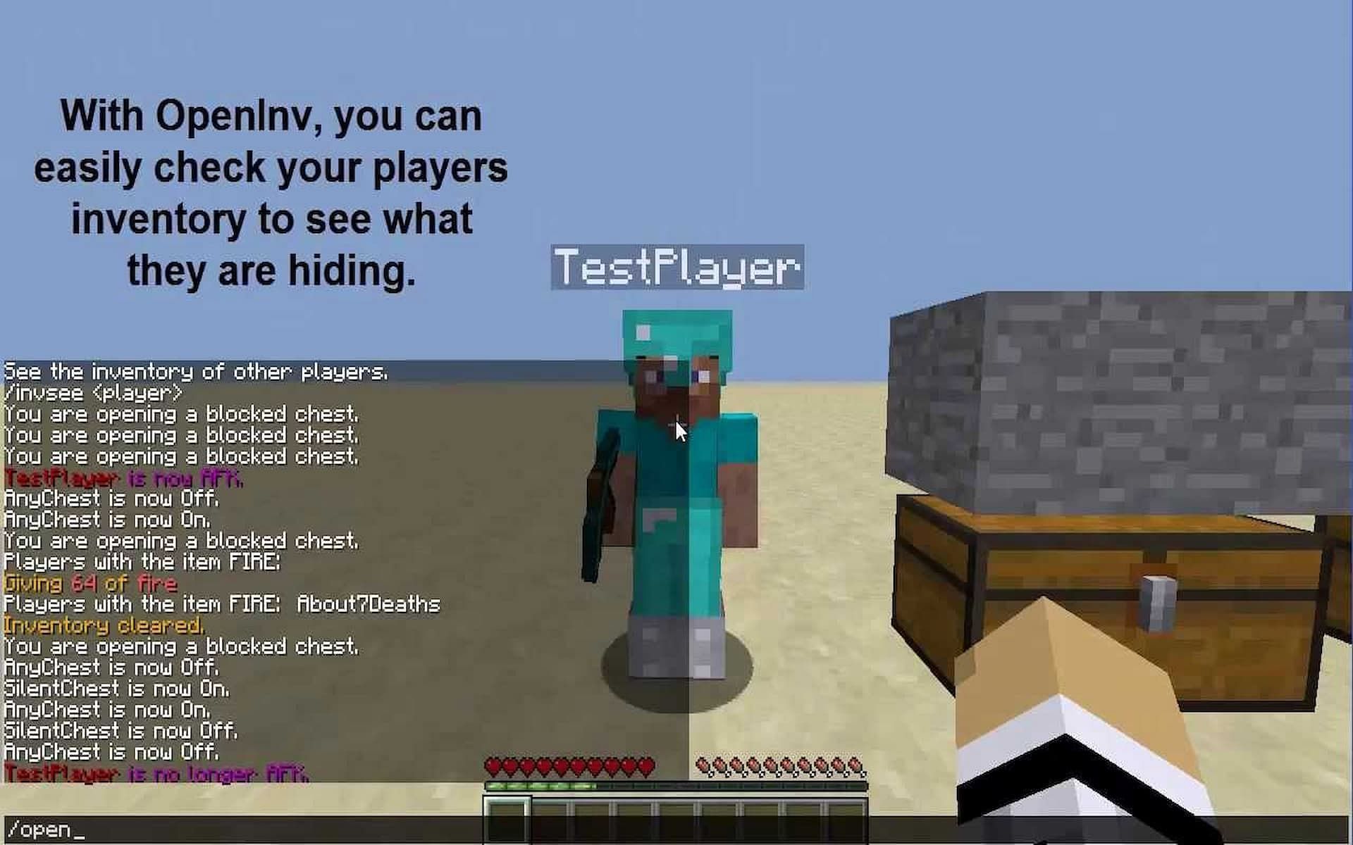 Players can easily check others&#039; inventory to make sure there is no cheating. (Image via bukkit.org)