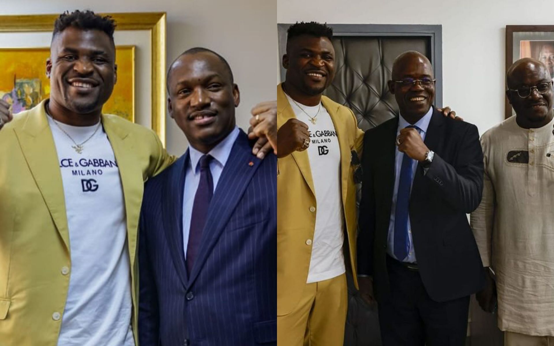 Francis Ngannou with Mamdou Toure and other Ivory Coast officials [Image via: @francisngannou on Instagram] 