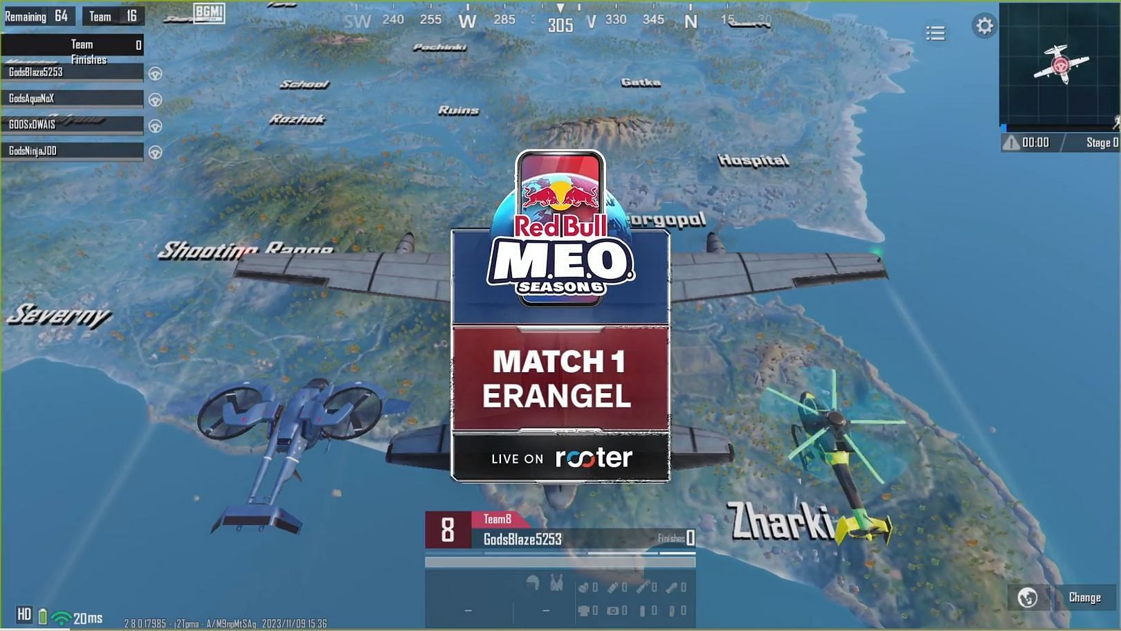 BGMI Red Bull M.E.O Season 6 Finals Day 1 took place on November 10 (Image via Rooter)