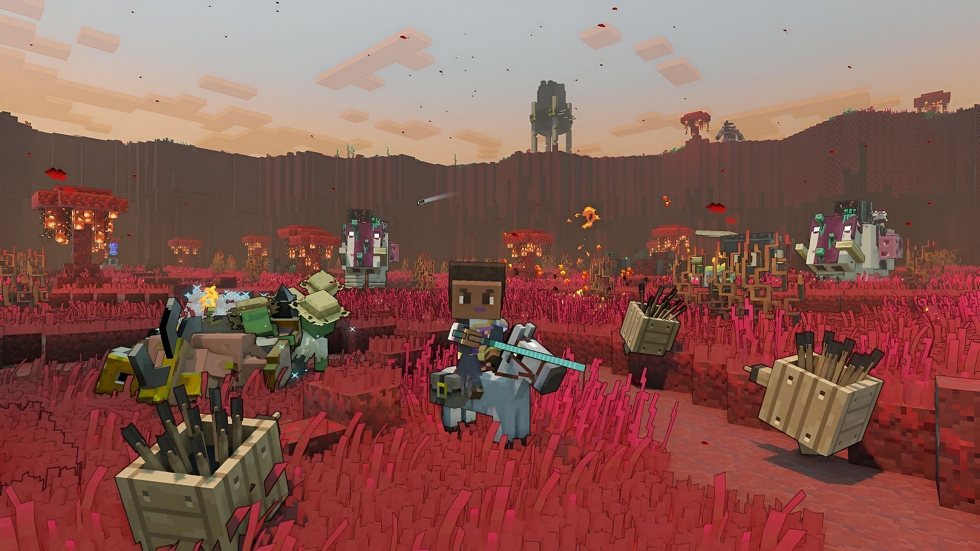 The middle rounds start to ramp up in challenge quite a bit in When Pigs Fly (Image via Mojang)