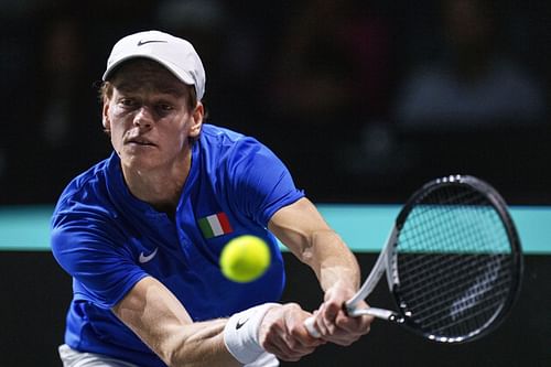 Jannik Sinner in action at the Davis Cup Finals