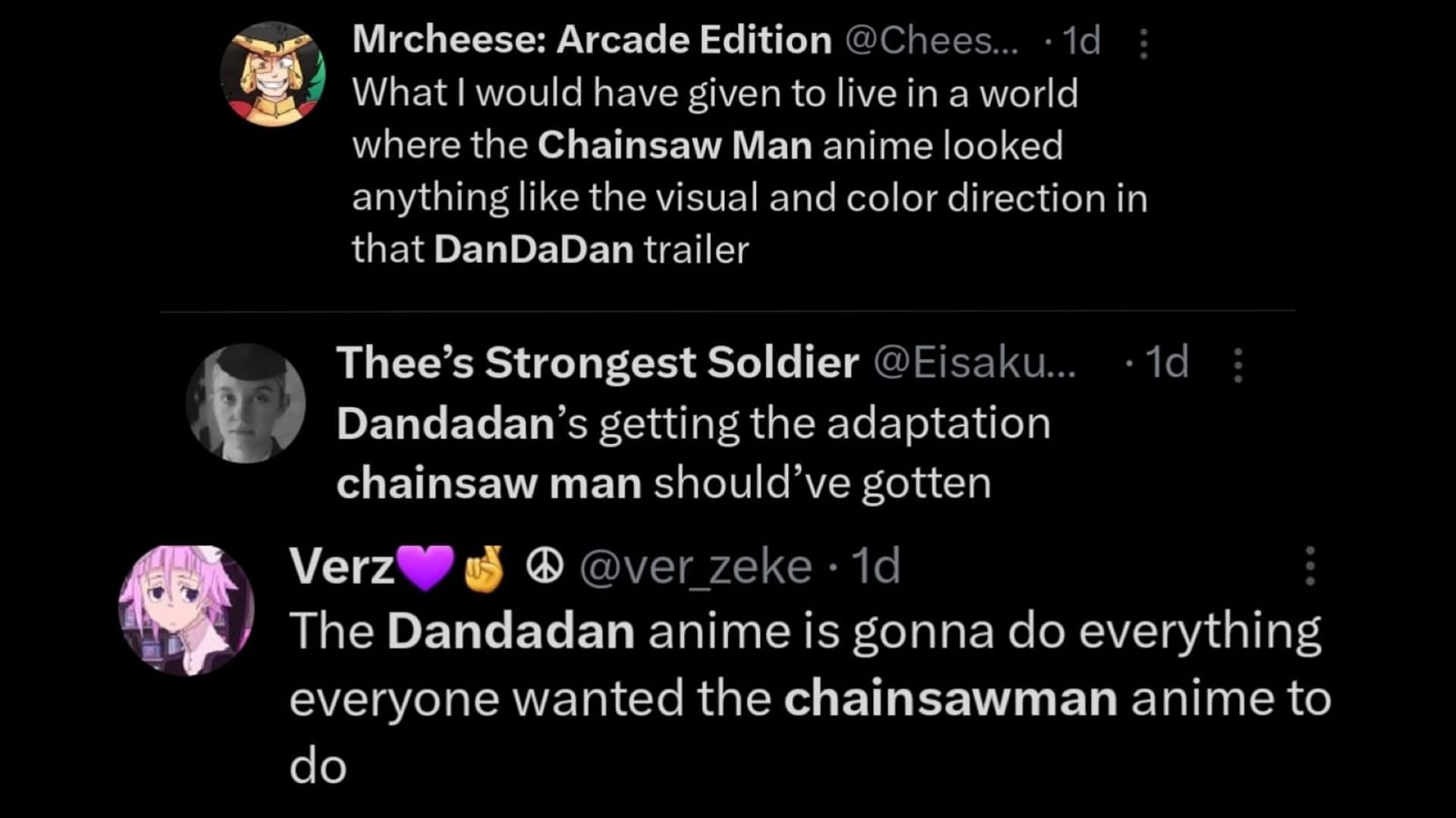 Chainsaw Man and Dandadan anime comparison starts an online war on X