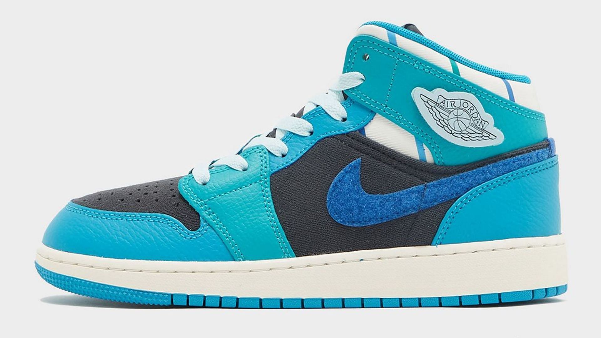 Here&#039;s a detailed look at the upcoming AJ1 Mid sneakers (Image via JD Sports UK)