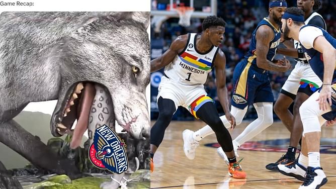 Timberwolves Brasil take a swipe at Larry Nance Jr. with 'game recap' meme as Anthony Edwards and Co. decimate Pelicans