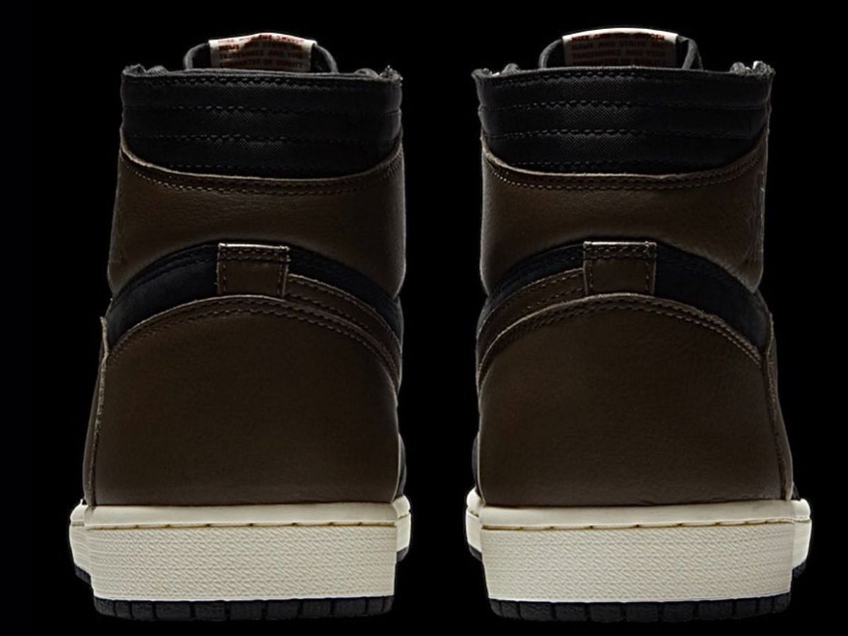 Travis Scott x Nike Air Jordan 1 &ldquo;Black Dark Mocha&rdquo; sneakers (Image via Sneaker News)