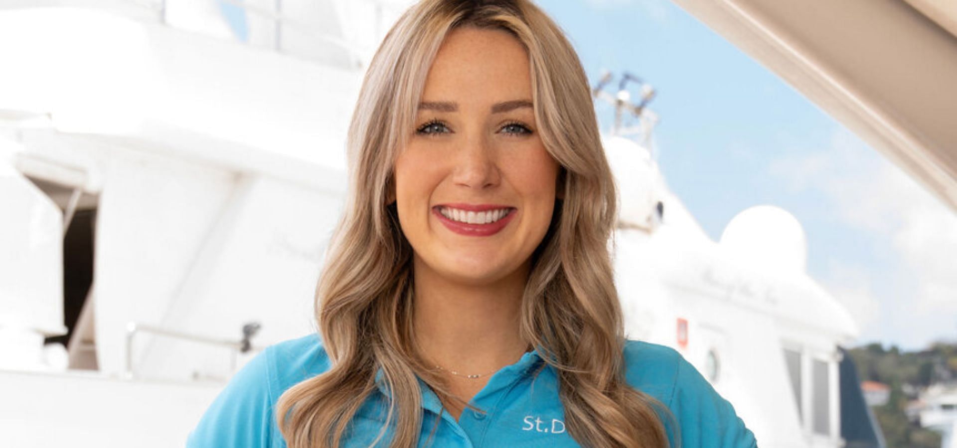 Stew Cat Baugh in her Below Deck Season 11 crew uniform. (image via BravoTV)