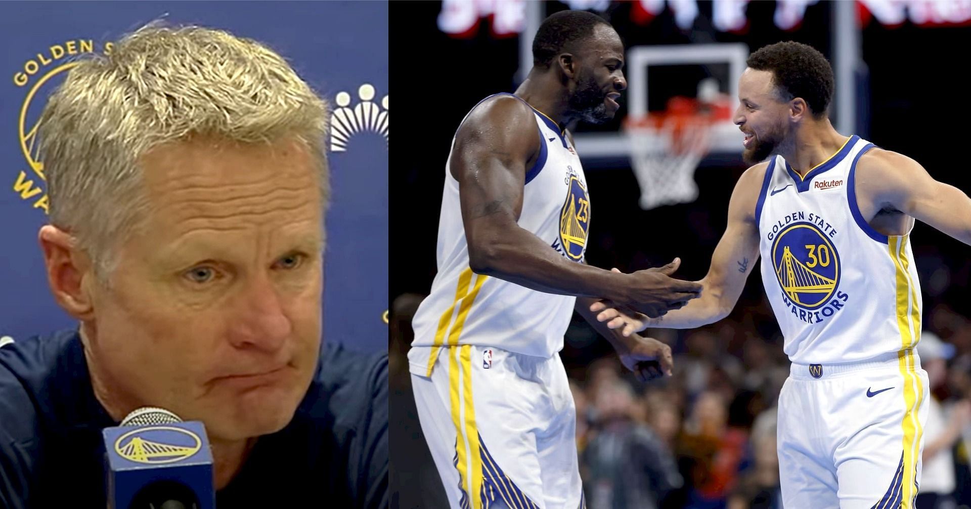 Golden State Warriors coach Steve Kerr and Warriors stars Draymond Green and Steph Curry