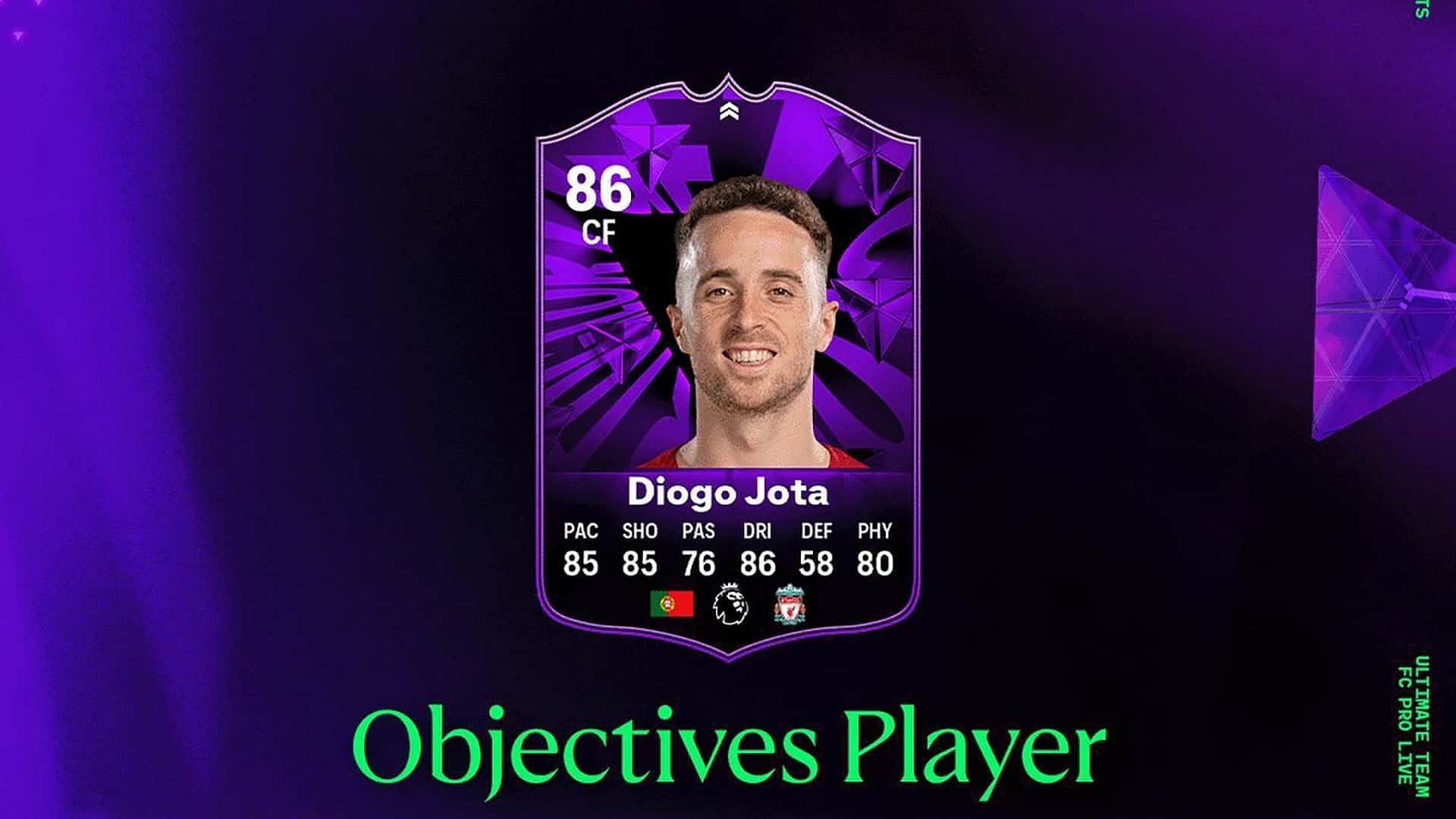 A new Diogo Jota objective card is available in Ultimate Team (Image via EA Sports)