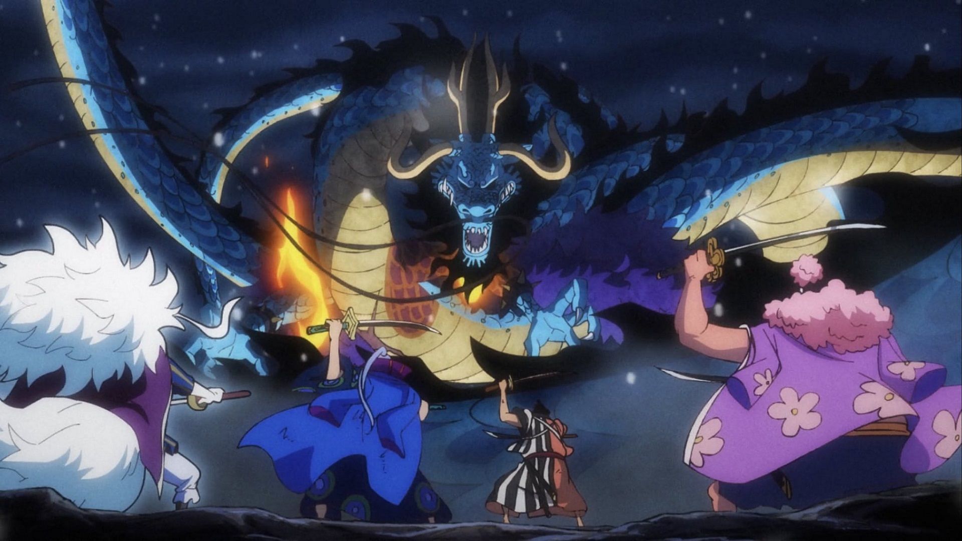 The Scabbards vs Kaido as seen in One Piece (Image via Toei Animation, One Piece)