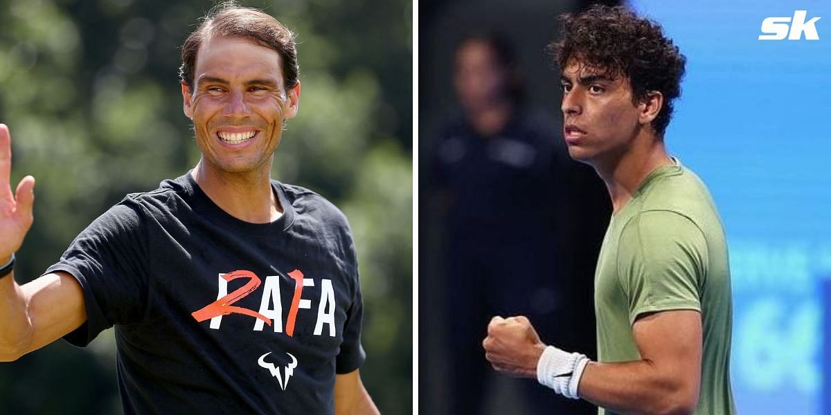 Rafael Nadal (L) and Abdullah Shelbayh (R)