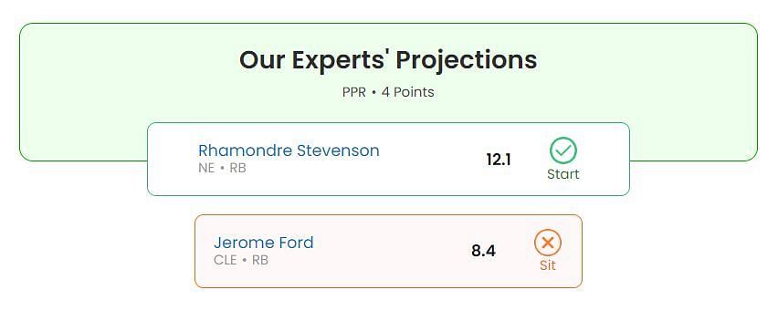 Rhamondre Stevenson vs Jerome Ford fantasy projection for Week 10