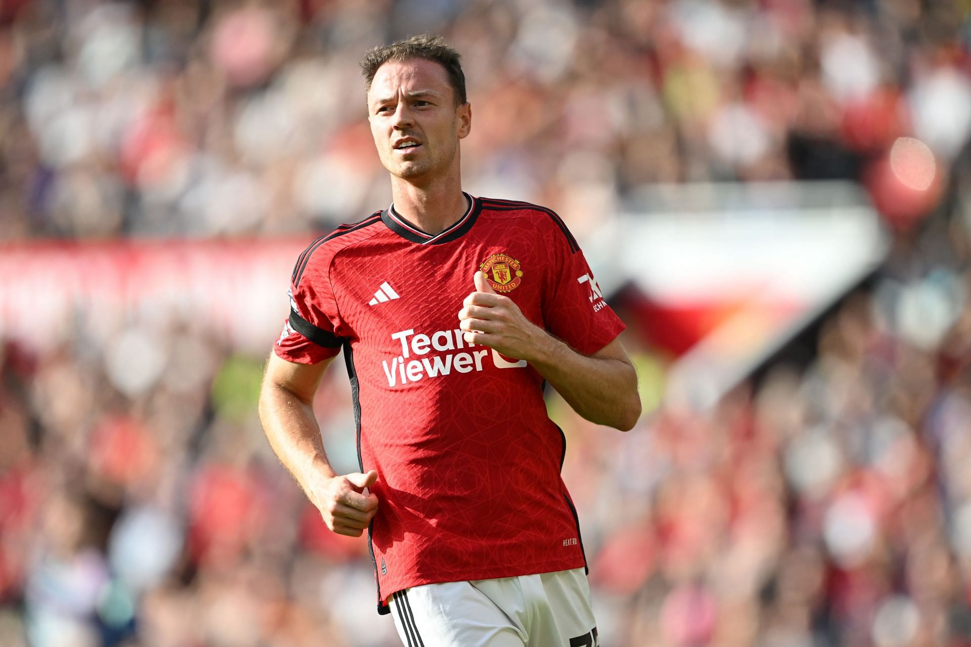 Jonny Evans was forced off with an injury.