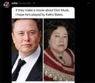 A tweet reply to DF's post about Musk's biopic (Image via X)