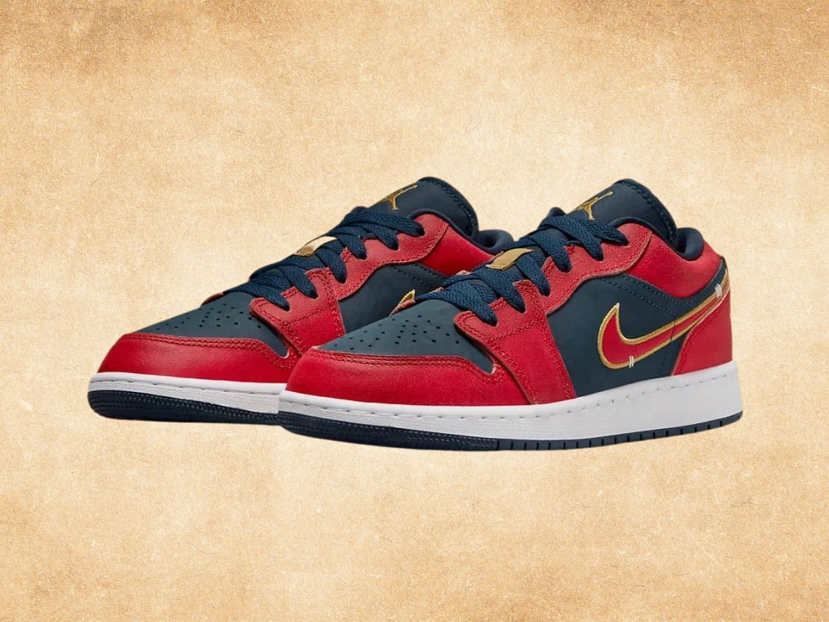 Air Jordan 1 Low Navy Red Gold sneakers (Image via Nike)