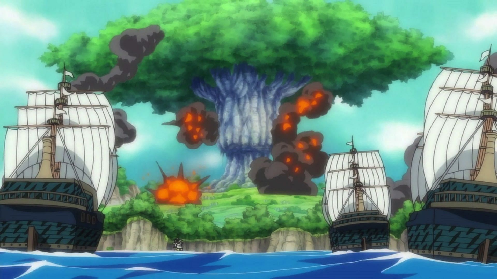 The Buster Call on Ohara (Image via Toei Animation, One Piece)