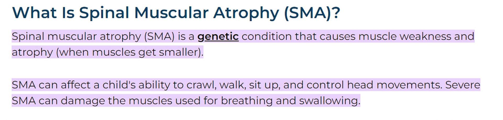 SMA defined (Image via kidshealth.org)