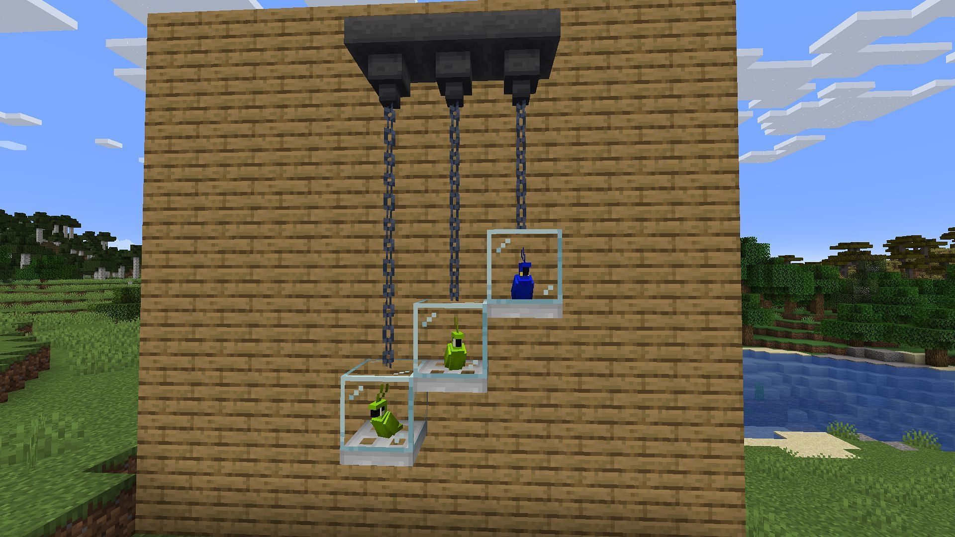 One Minecraft player shared an intriguing way to create bird cages for pet parrots (Image via Mojang)