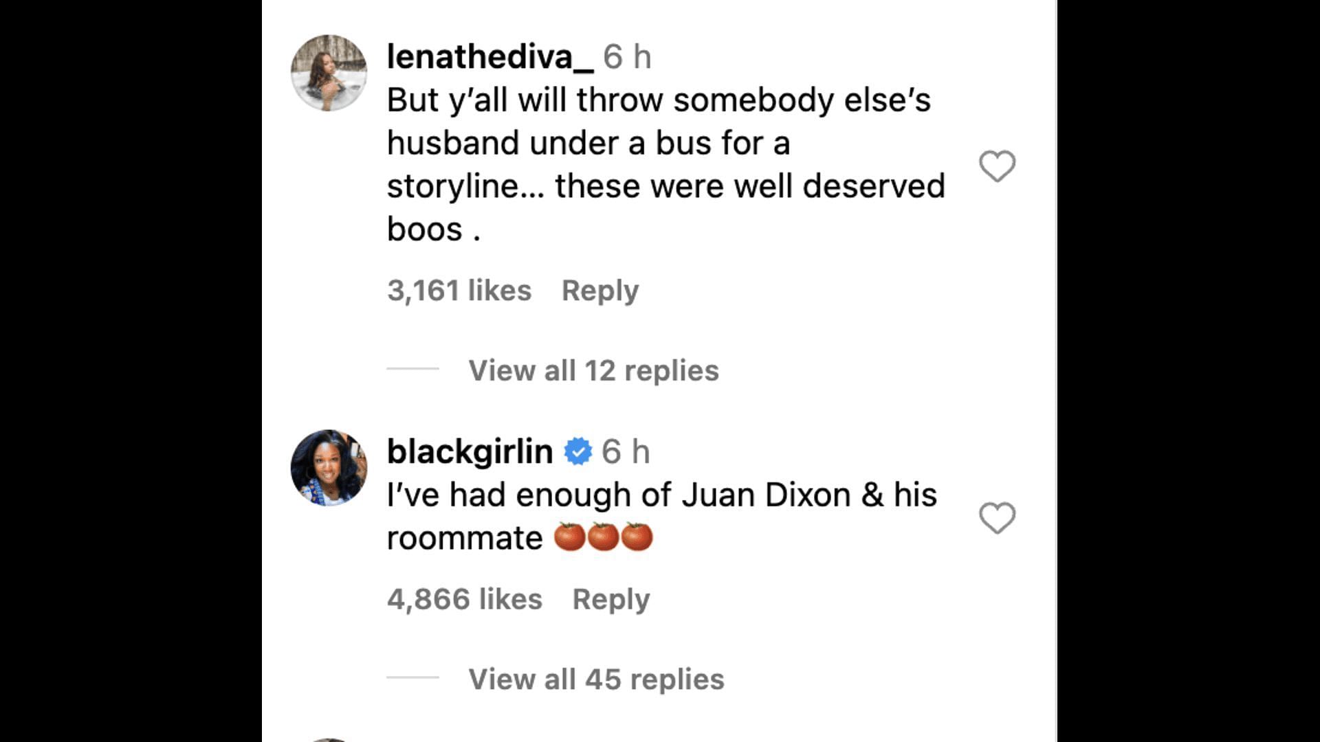 Social media users bashed Dixon as she defended Juan and denied addressing the cheating rumors. (Image via Instagram)