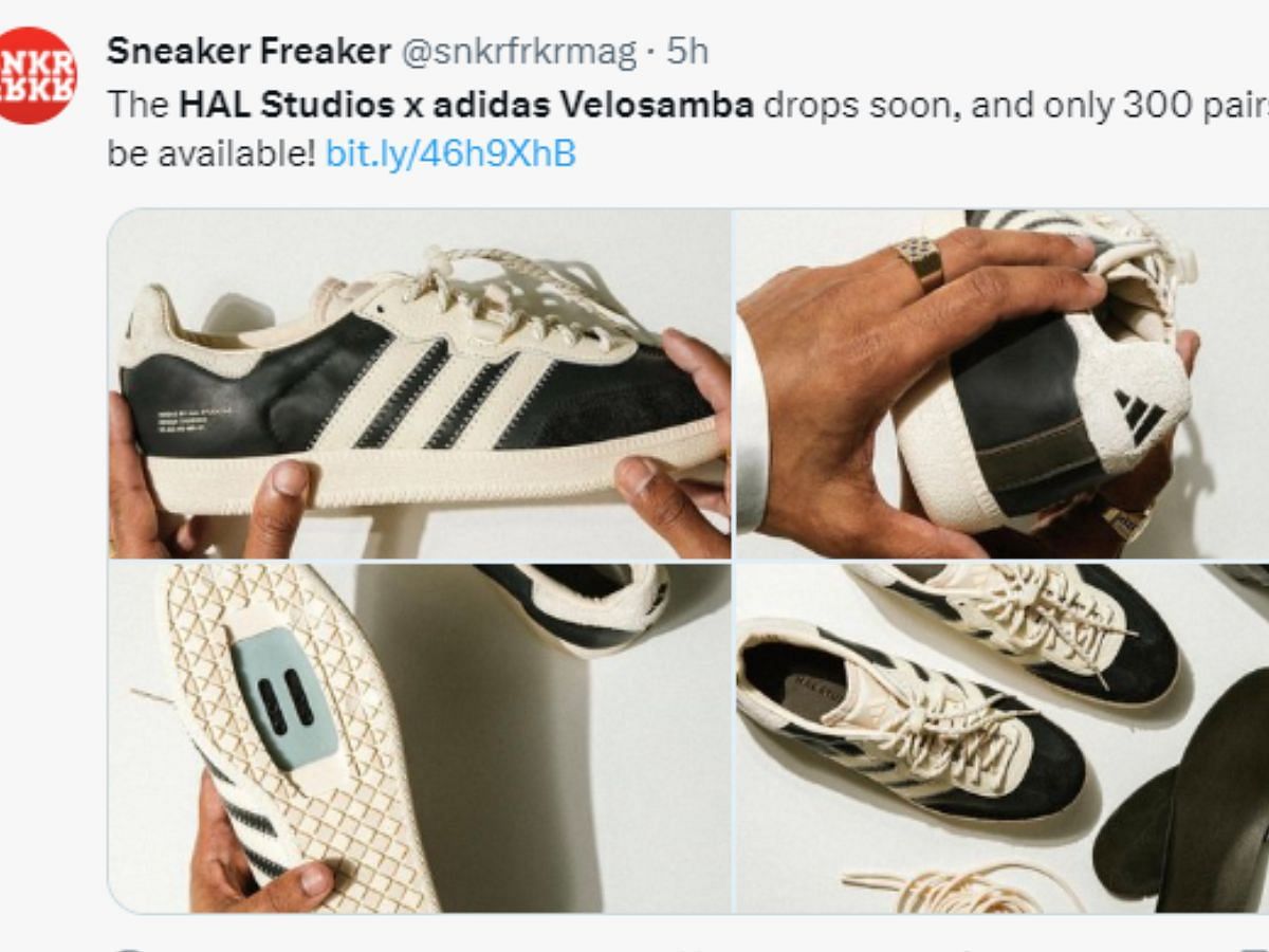 HAL Studios x Adidas Velosamba sneakers (Image via Twitter/@snkrfrkrmag)