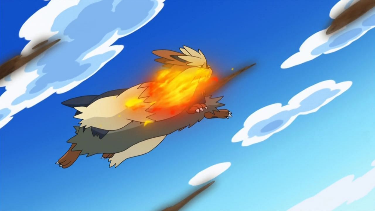 Stoutland using Fire Fang in the anime (Image via The Pokemon Company)