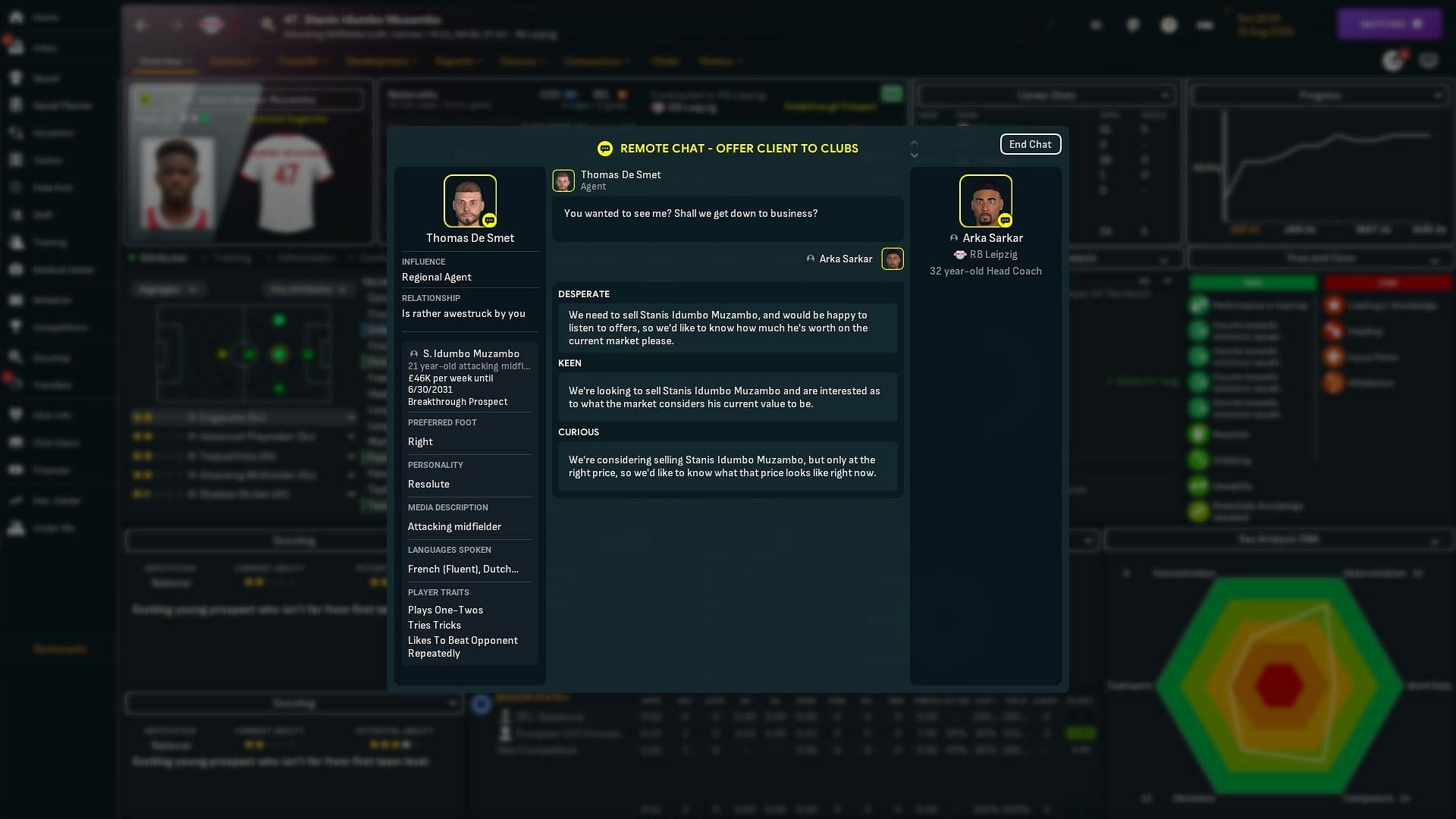 You can talk to agents to get rid of a player (Image via Sports Interactive)