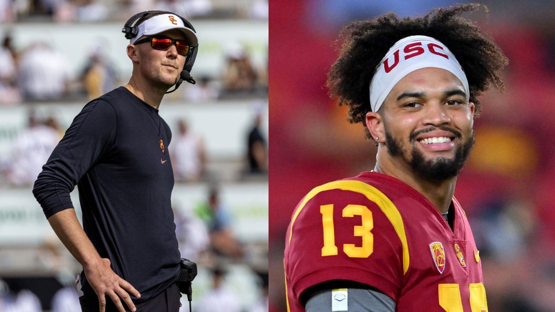 (L-to-R) Lincoln Riley and Caleb Williams