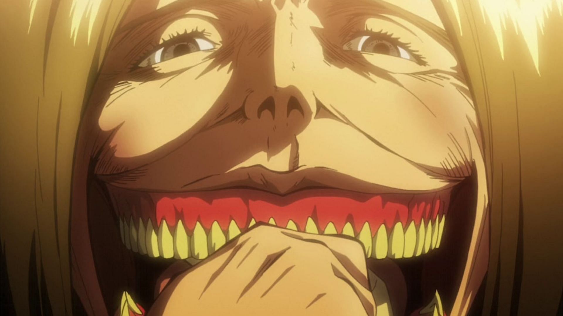 Smiling titan as shown in the anime (Image via Studio WIT)