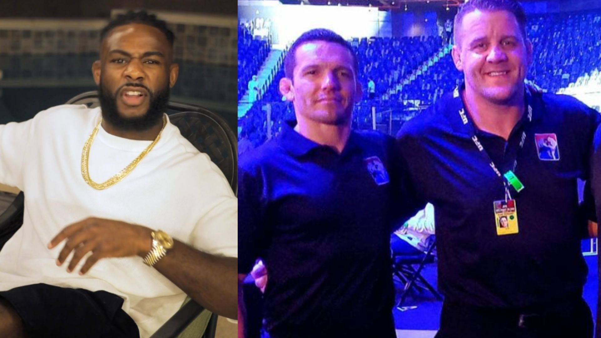 Aljamain Sterling (left), Jason Herzog &amp; Marc Goddard (right) [Images courtesy of @funkmastermma &amp; @jasonherzogmma on Instagram]