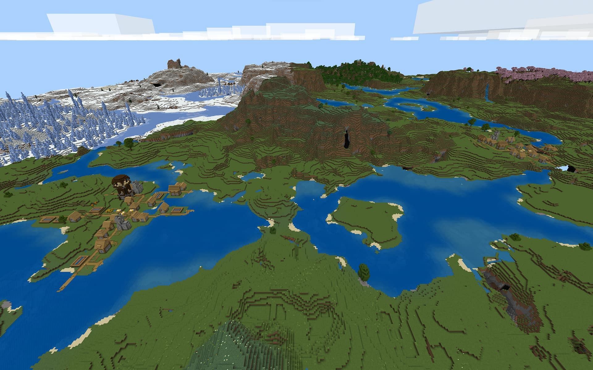 Players can easily explore multiple villages in this seed (Image via Mojang)