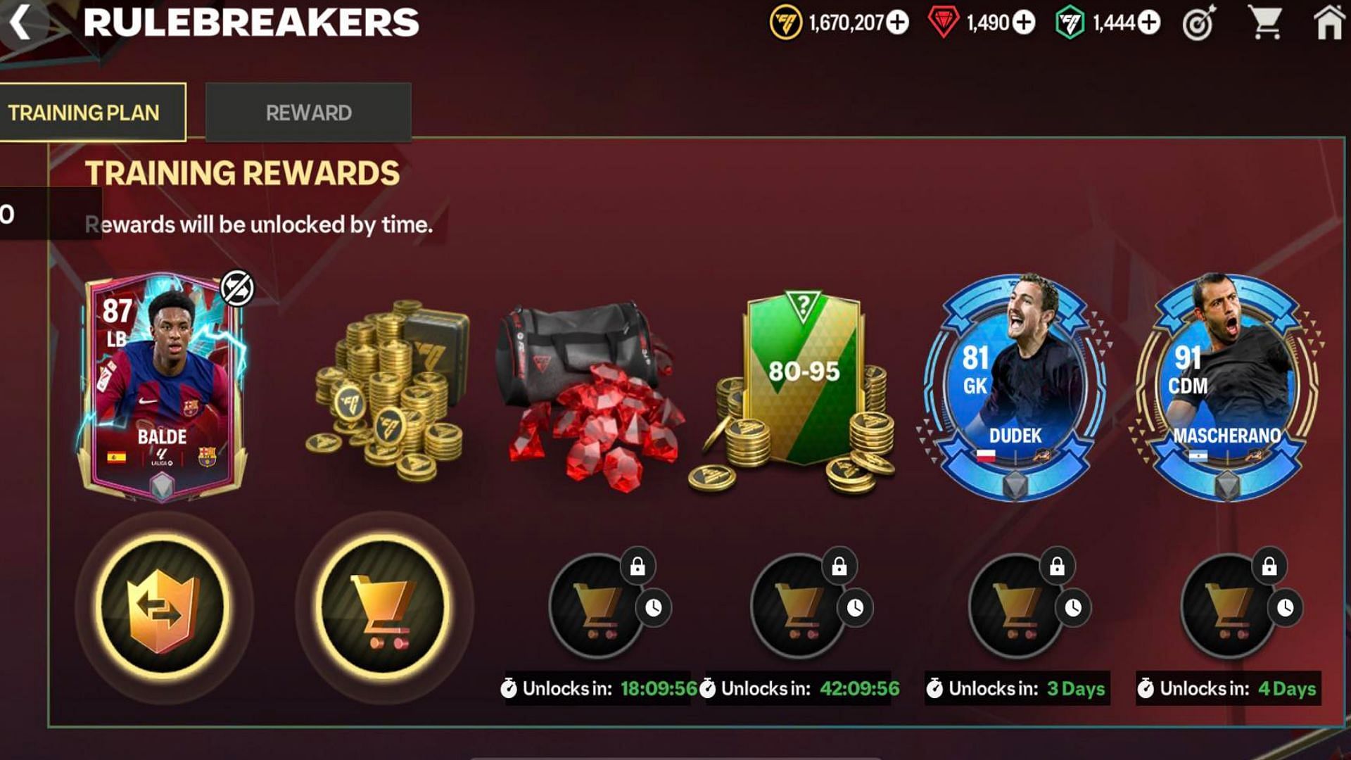 Great player cards and items are up for grabs in EA FC Mobile&#039;s Rulebreakers promo (Image via EA Sports)