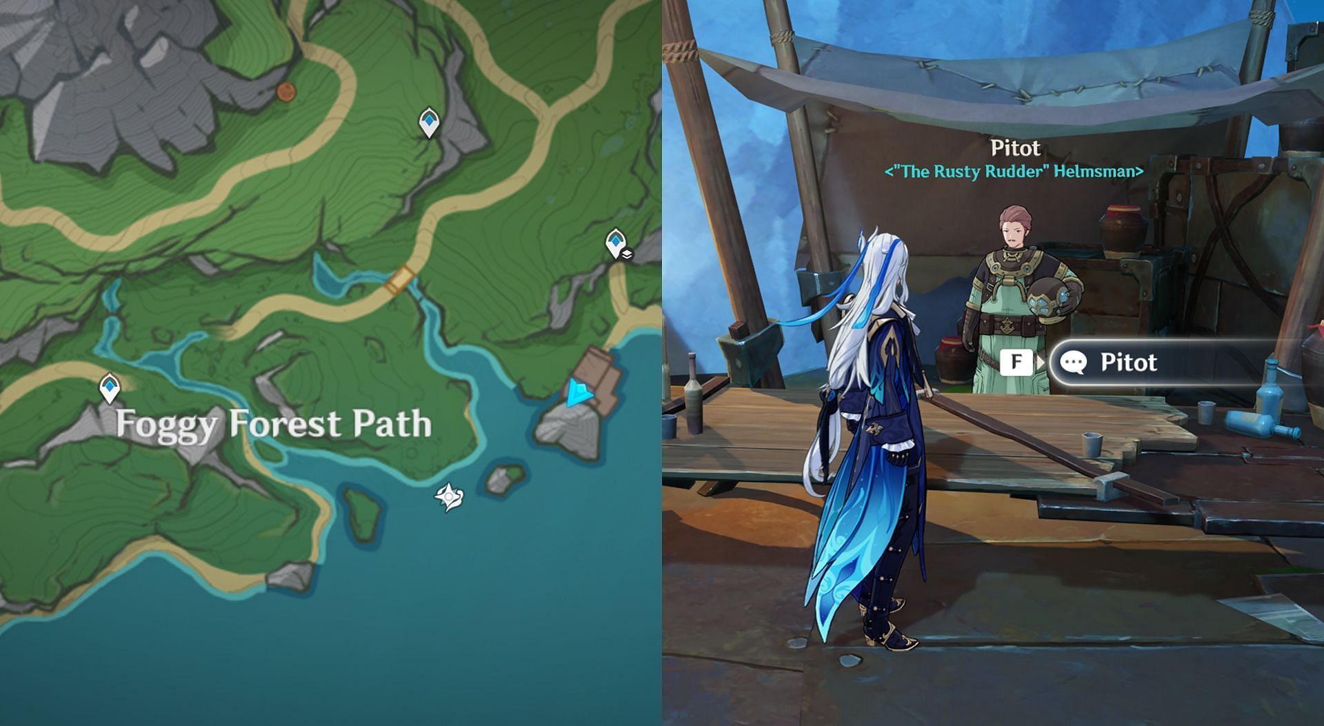 Pitot&#039;s location east of Foggy Forest Path (Image via HoYoverse)
