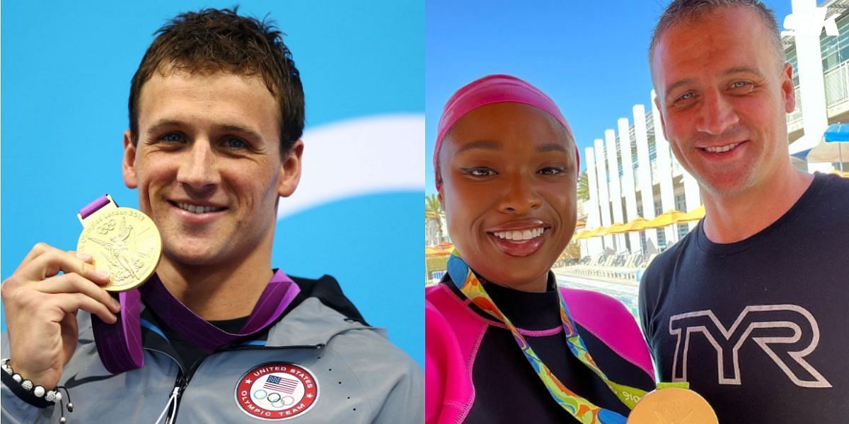 Ryan Lochte teaches Jennifer Hudson to swim