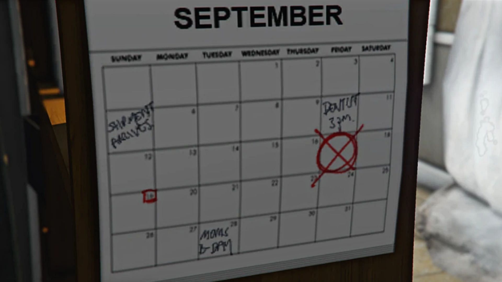 Lester&#039;s calendar (Image via GTA Wiki)