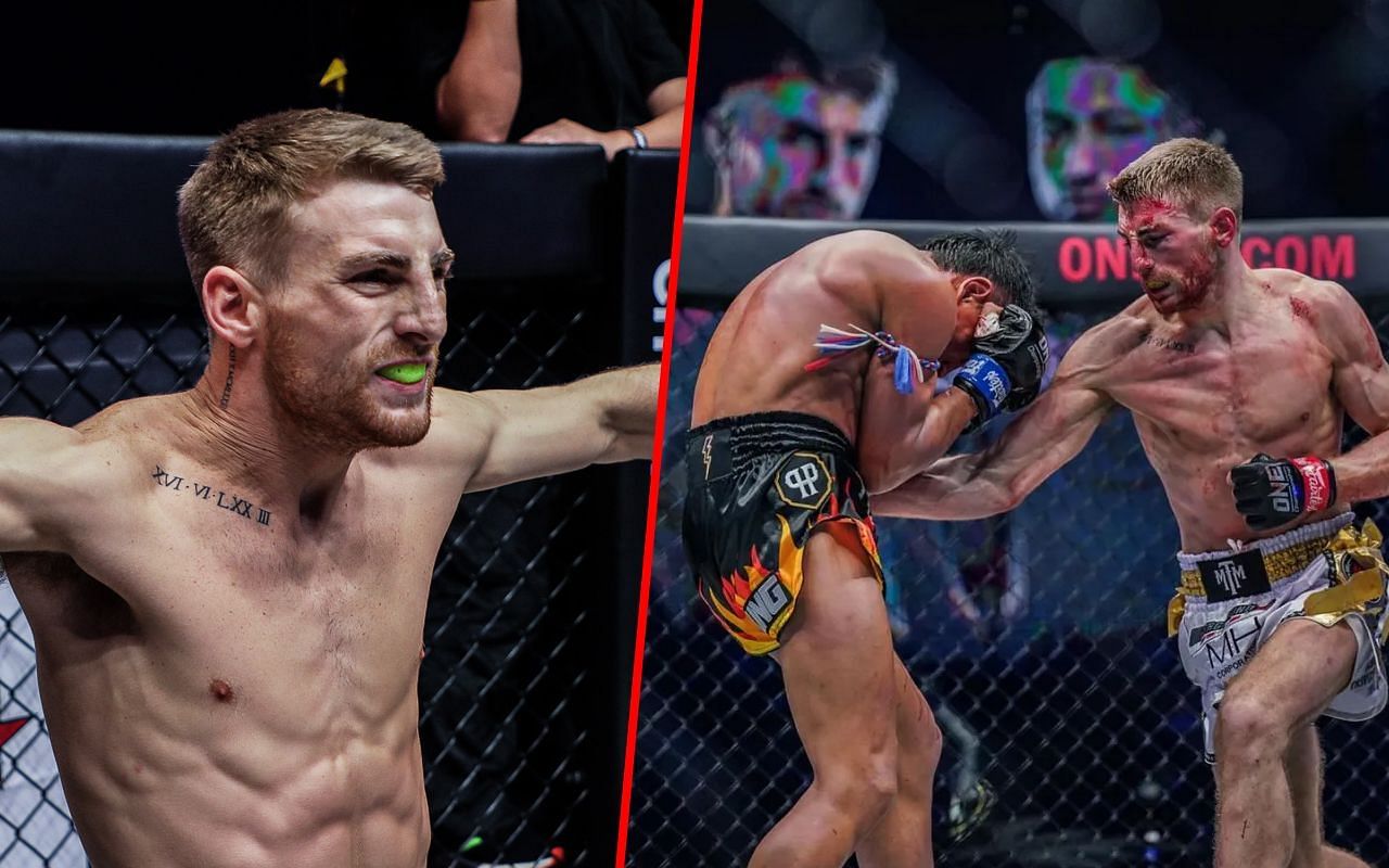 Jonathan Haggerty (left) and Haggerty fighting inside the Circle (right) | Image credit: ONE Championship