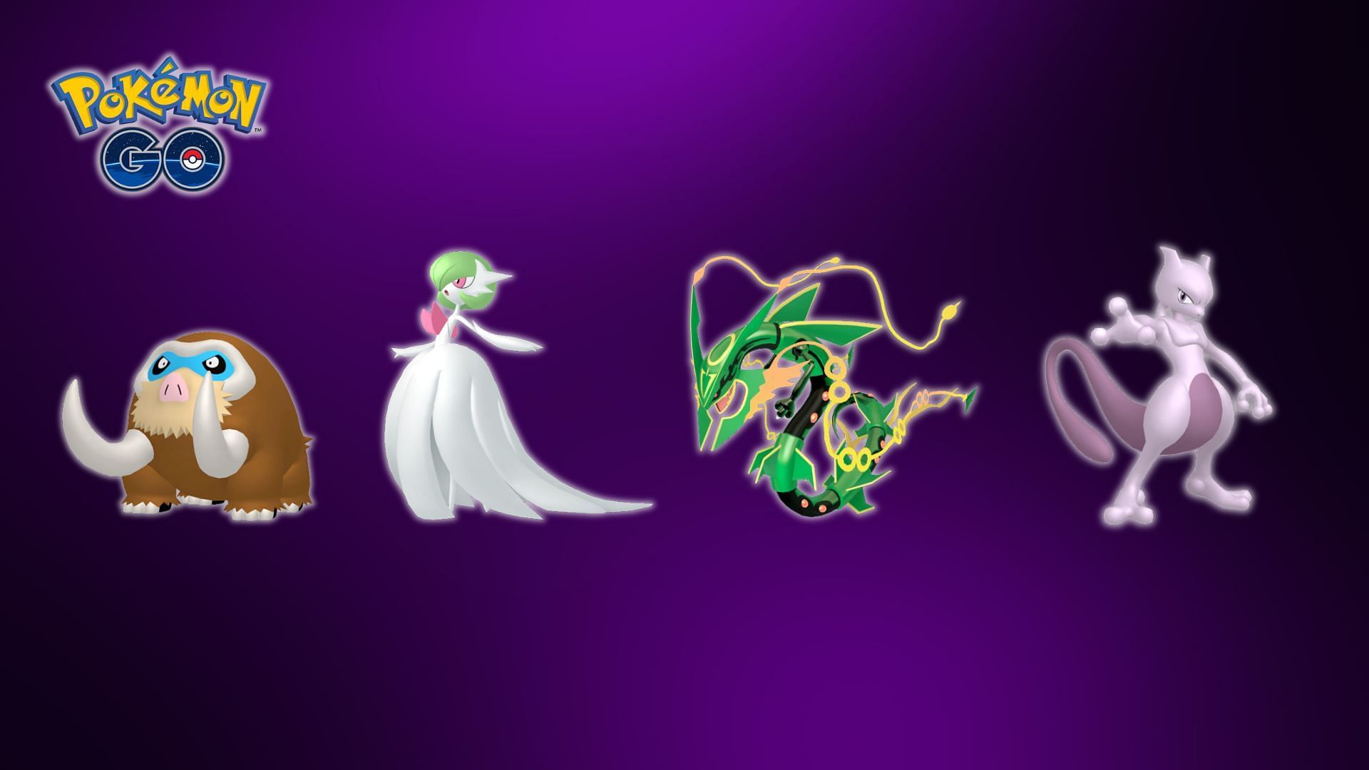 Mamoswine, Mega Gardevoir, Mega Rayquaza, and Mewtwo (Image via The Pokemon Company)