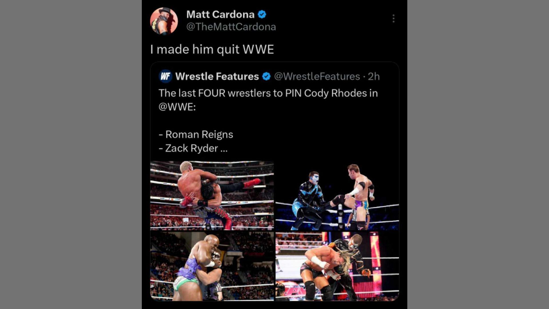 Matt Cardona&#039;s deleted tweet