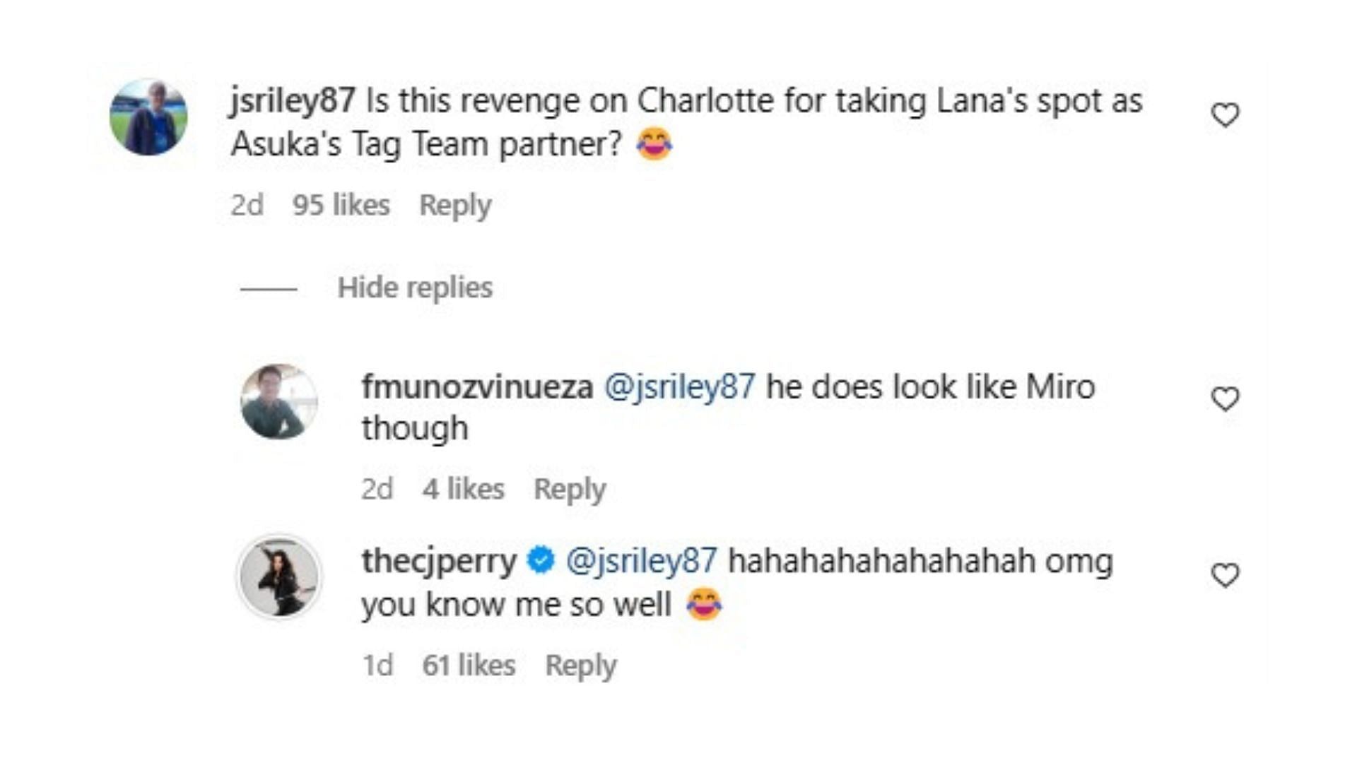 CJ Perry&#039;s recent fan intereaction on Instagram