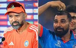 [Watch] Mohammed Shami comes up with unique celebration for bowling coach after his 5-wicket haul in IND vs SL 2023 World Cup match