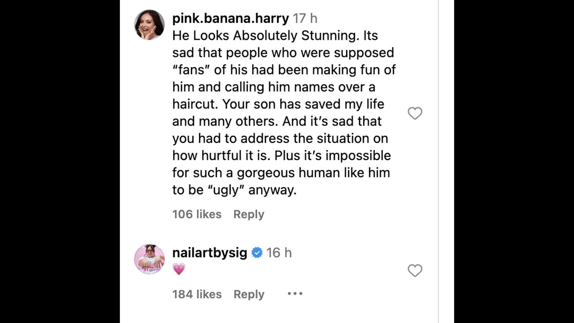 Social media users go gaga as Harry&#039;s mother, Anne Twist comes out in support of her son after the netizens bashed him for his new haircut. (Image via Instagram)